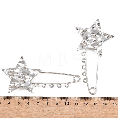 Textured Starfish 304 Stainless Steel Safety Pins Brooch Findings SA-CBA098D-16G-P05-1