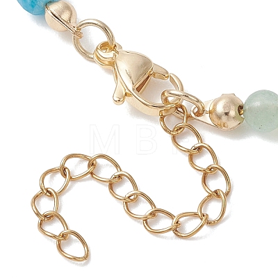 Natural Aquamarine & Sodalite & Green Aventurine Round Cube and Natural Pearl Rice Beaded Necklaces NJEW-JN05868-01-1
