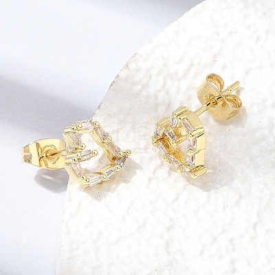 Brass Micro Pave Cubic Zirconia Stud Earrings KK-CBA5B62-01B-G-1