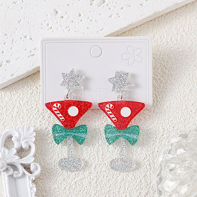 Christmas Acrylic Dangle Stud Earrings FS-WGF523C-07-1