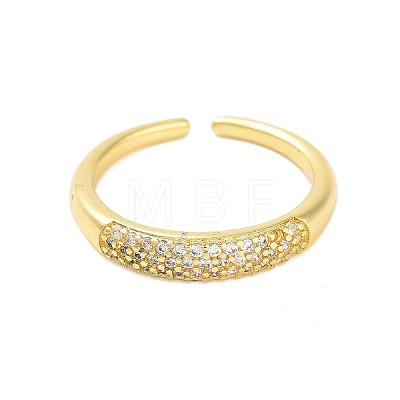 Brass Pave Cubic Zirconia Cuff Rings RJEW-U012-03G-04-1