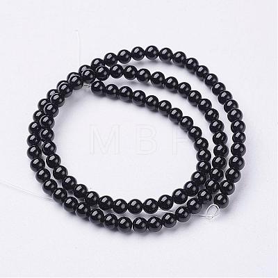 Natural Black Onyx Round Beads Strands GSR4mmC097-1