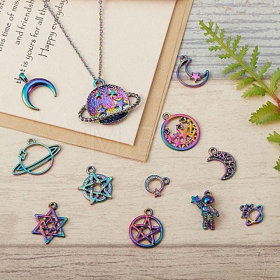 14 Pcs Space Theme 316L Surgical Stainless Steel Charms & Pendants JX097A-1