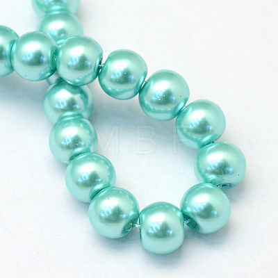 Baking Painted Pearlized Glass Pearl Round Bead Strands HY-Q330-8mm-65-1