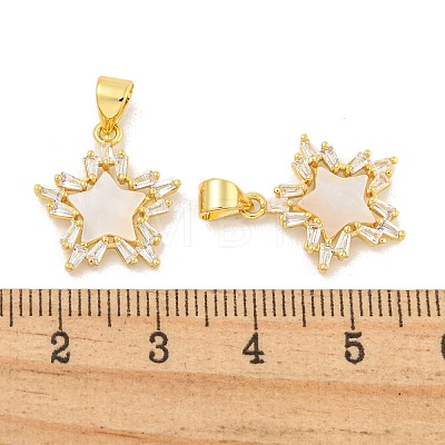 Rack Plating Brass Micro Pave Clear Cubic Zirconia Pendants KK-K341-60G-1