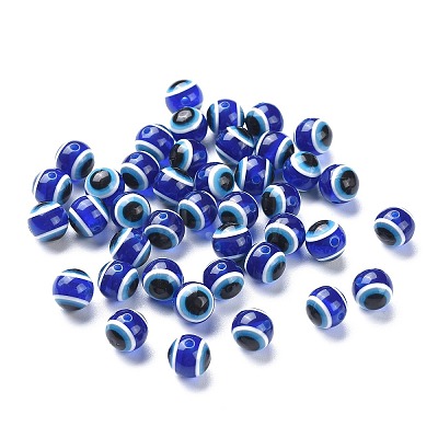 Round Evil Eye Resin Beads RESI-R159-10mm-08-1