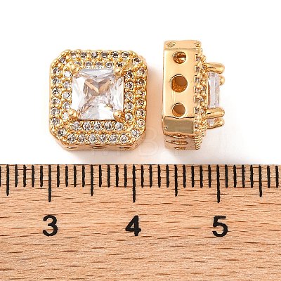 Brass Micro Pave Clear Cubic Zirconia Beads KK-S389-29G-1