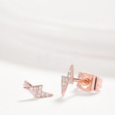 Brass Micro Pave Cubic Zirconia Flash Stud Earrings EJEW-BB35393-RG-1