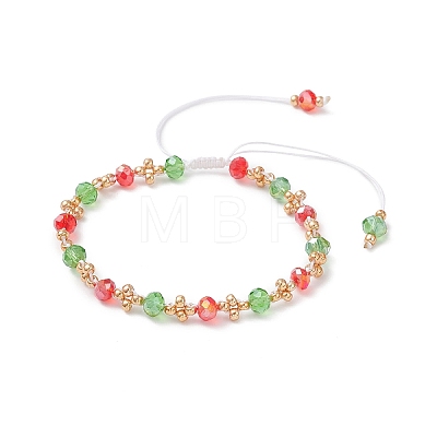 Christmas Handmade Glass Seed & Glass Braided Bead Bracelet BJEW-MZ00249-01-1