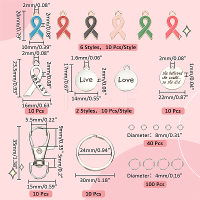   DIY Awareness Ribbon Theme Keychin Making Kit DIY-PH0020-71-1