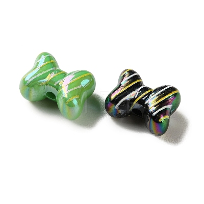 Electroplate Printed Opaque Acrylic Beads OACR-P038-02A-M-1