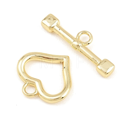 Heart Brass Toggle Clasps KK-G548-43G-02-1