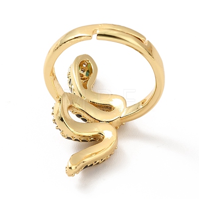 Cubic Zirconia Snake Adjustable Ring with Enamel RJEW-M142-04G-1