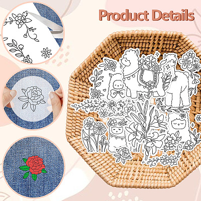 4 Sheets 11.6x8.2 Inch Stick and Stitch Embroidery Patterns DIY-WH0455-185-1