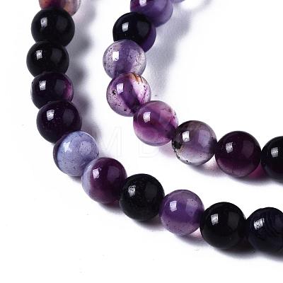 Natural Striped Agate/Banded Agate Bead Strands G-R412-22-4mm-1
