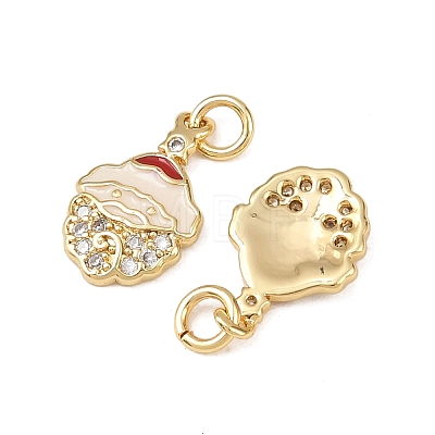 Christmas Brass Micro Pave Cubic Zirconia Enamel Charms KK-L255-19G-08-1