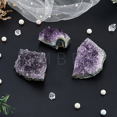 SUPERFINDINGS 3Pcs 3 Styles Natural Drusy Amethyst Display Decorations AJEW-FH0004-48-1