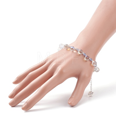 Imitation Austrian Crystal Glass Teardrop Beaded Bracelet BJEW-TA00171-01-1