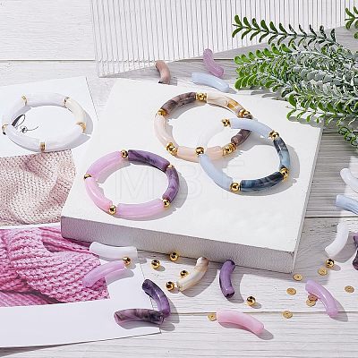  DIY Imitation Gemstone Curved Tube Bracelet Making Kit DIY-NB0007-30-1