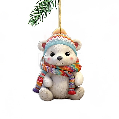 Polar Bear with Scarf Acrylic Hanging Ornaments PW-WGD777E-01-1