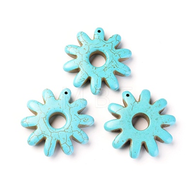 Synthetic Turquoise Steampunk Pendants TURQ-L031-023-1