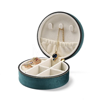 Round Velvet Jewelry Storage Zipper Boxes CON-P021-02C-1
