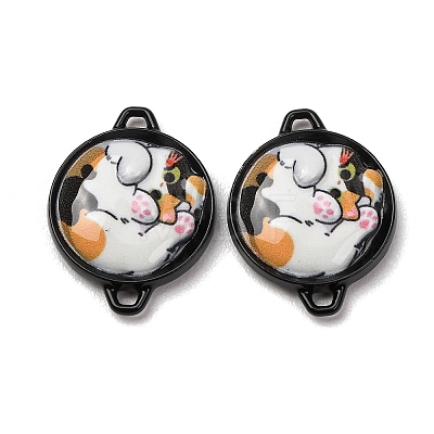 Baking Paint Alloy Coin Connector Charms PALLOY-A040-05B-1