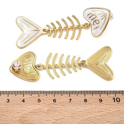 304 Stainless Steel Enamel Dangle Stud Earrings for Women EJEW-L315-06G-02-1