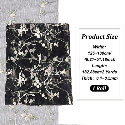Flower Pattern Polyester Mesh Fabric DIY-WH0453-06A-1