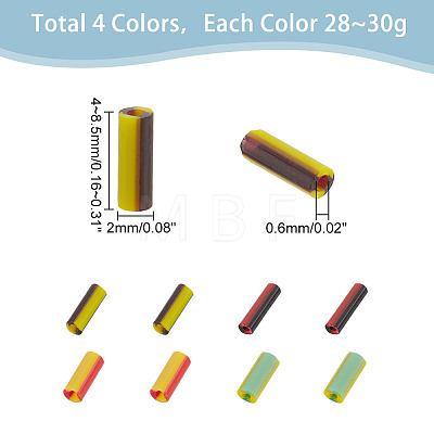 4 Colors Opaque Colours Two Tone Bugle Beads SEED-AR0001-10-1