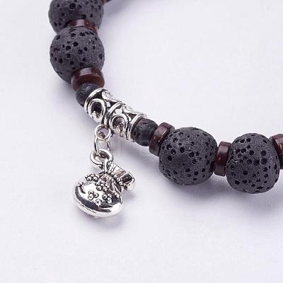 Dyed Natural Lava Rock Beads Stretch Bracelets BJEW-G567-27-1