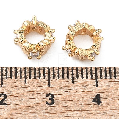 Brass Micro Pave Clear Cubic Zirconia European Beads KK-B172-03G-1