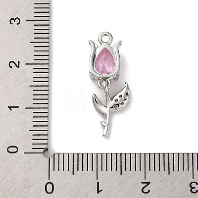 Ion Plating(IP) Brass Micro Pave Cubic Zirconia Tulip Pendants KK-U042-02P-02-1