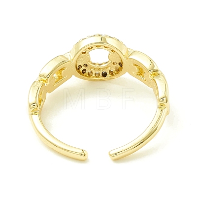 Clear Cubic Zirconia Donut Open Cuff Ring for Women ZIRC-P096-21G-1