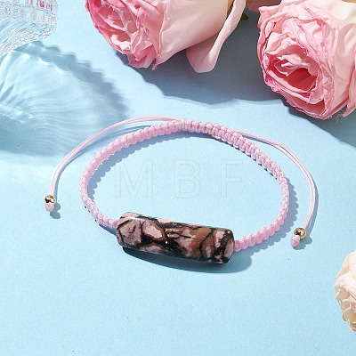 Adjustable Tube Natural Gemstone Braided Bracelets for Women BJEW-JB11006-04-1