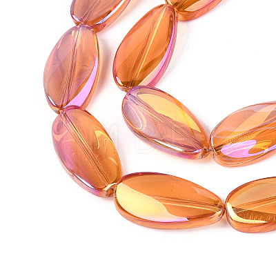 Electroplate Transparent Glass Beads Strands EGLA-N055-02E-1