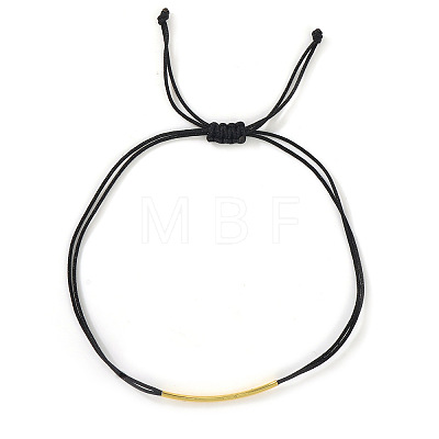Adjustable Brass Curved Tube Woven Cord Braided Bead Bracelets WG4426-4-1