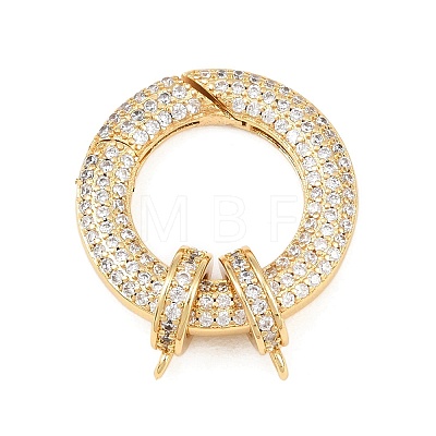 Ring Brass Micro Pave Clear Cubic Zirconia Spring Gate Rings KK-C162-094G-1