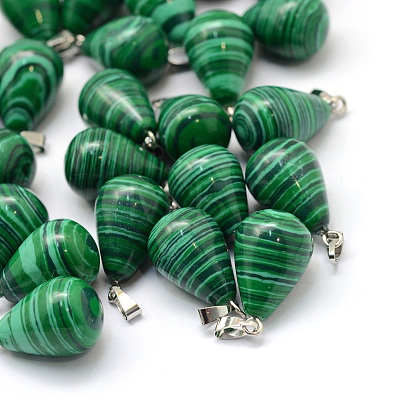 Teardrop Synthetic Malachite Pendants G-Q435-13-1