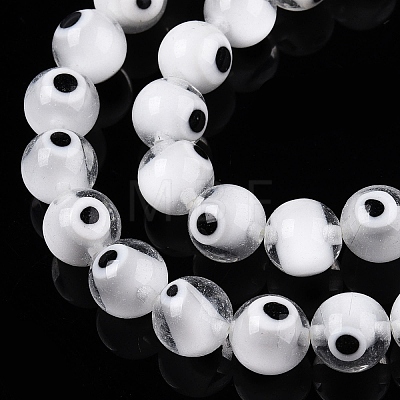 Handmade Evil Eye Lampwork Beads Strands LAMP-N024-32B-1