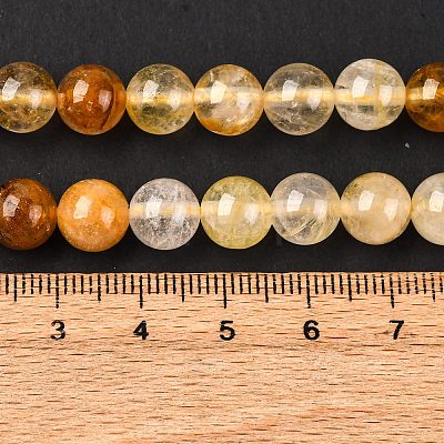Natural Yellow Hematoid Quartz Round Beads Strands G-F266-09-8mm-1