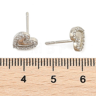 Brass Micro Pave Clear Cubic Zirconia Stud Earrings EJEW-R016-26P-05-1