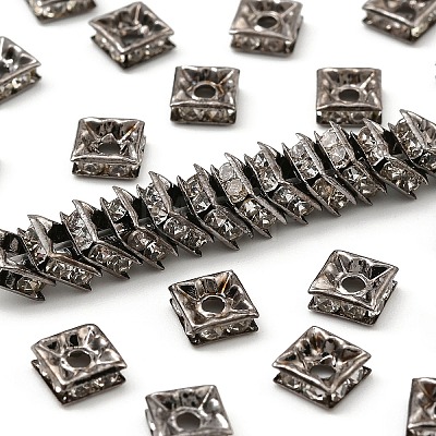 Brass Rhinestone Spacer Beads RB-A013-6x6-01B-1