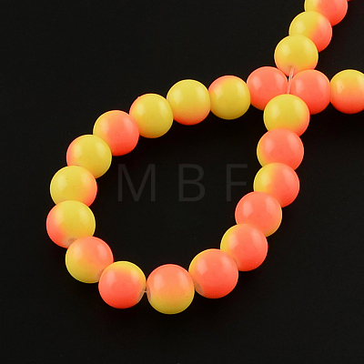 Two-Color Baking Painted Glass Bead Strands DGLA-R050-8mm-30-1