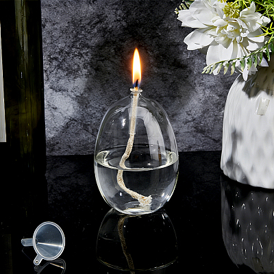 Transparent Glass Candle Holders with Candle Wick DIY-WH0308-997B-1