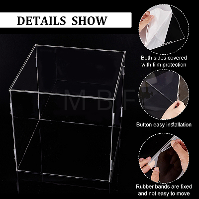 Rectangle Transparent Acrylic Minifigures Display Boxes with Black Base ODIS-WH0030-50B-1