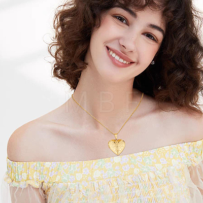 304 Stainless Steel Heart Locket Pendant Necklaces for Photo NJEW-WH0020-97A-1