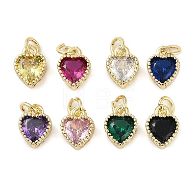 Real 18K Gold Plated Brass Inlaid Cubic Zirconia Charms ZIRC-L100-074G-1