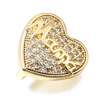 Mother's Day Brass Micro Pave Cubic Zirconia Slide Charms KK-E802-21G-B-1