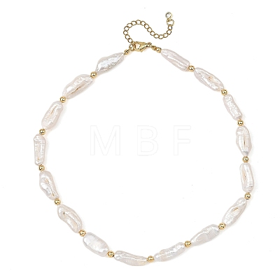 Natural Baroque Pearl Keshi Pearl Beaded Necklaces NJEW-JN06606-1
